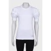 White T-shirt with lantern sleeve