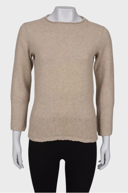 Beige short sleeve sweater