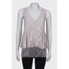 Combined blouse with lace and fringe