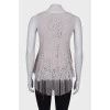 Combined blouse with lace and fringe