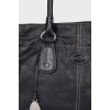 Leather black bag with keychain