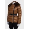 Down jacket with fur on the collar