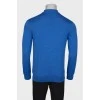 Men's blue long-sleeved wool polo