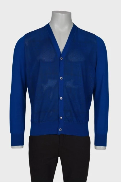 Men's cashmere cardigan with leather