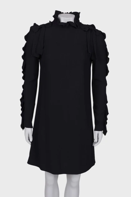 Black dress with ruffled sleeves