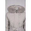 Gray down jacket with fur on the cuffs and on the hood