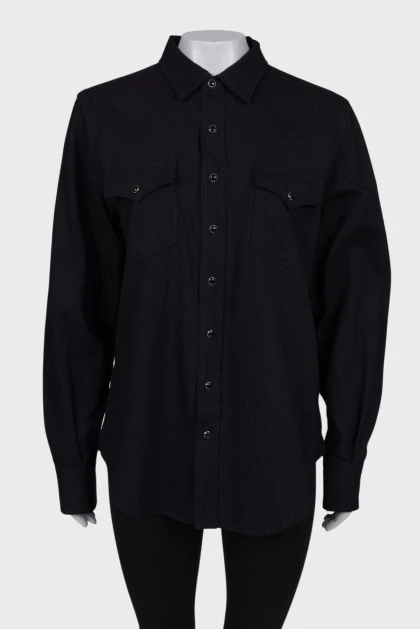 Black shirt, with tag