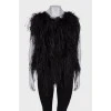 Black vest with feathers