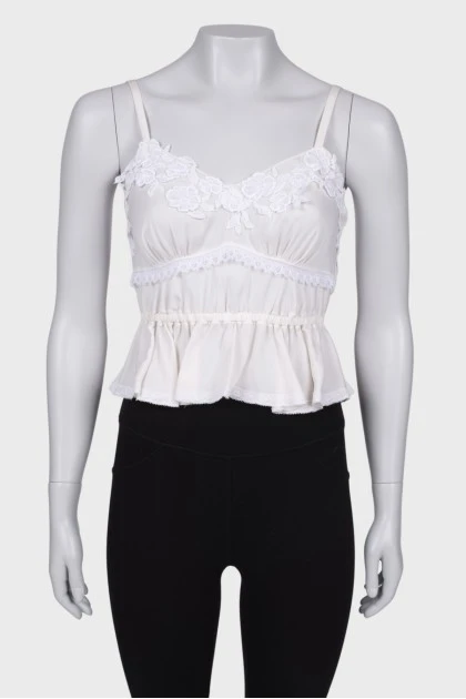 Silk top with lace