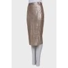 Silver snakeskin print skirt