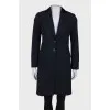 Navy coat with velor collar
