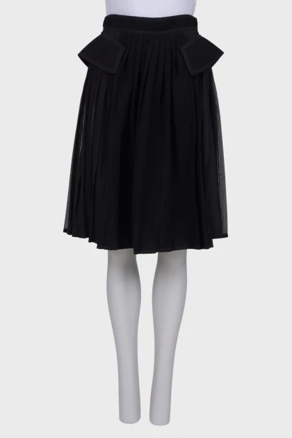 Woolen skirt with translucent inserts