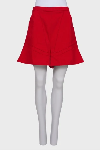 Wool Red Short Skirt