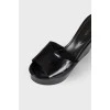 Leather wedge slippers