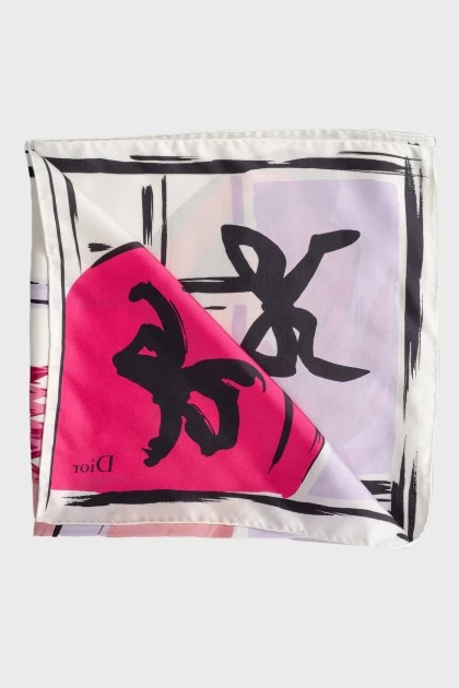 Pink printed silk kerchief
