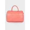 Pink leather tote bag