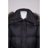 Down jacket with detachable hood, with tag