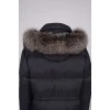 Down jacket with detachable hood, with tag