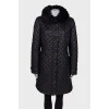 Quilted coat with fur collar