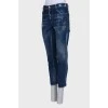 Navy blue distressed print jeans