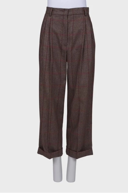 Checked trousers with lurex