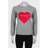 Sweatshirt with heart print