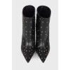 Leather ankle boots with rhinestones