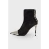 Suede ankle boots with metal toecap