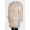 White straight-cut fur coat