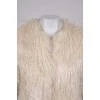 White straight-cut fur coat