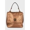 Copper coloured leather backpack-bag