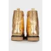 Gold-tone leather boots
