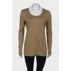 Olive colored long sleeve with round neckline