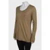 Olive colored long sleeve with round neckline