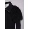 Wool cardigan with fur on the shoulders