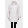 White down jacket with fur collar