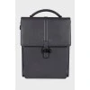 Men's leather rectangular backpack