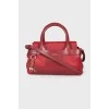 Leather red bag with keychain