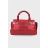 Leather red bag with keychain