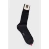 Men's black socks with a tag