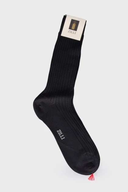 Men's black socks with a tag