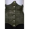 Green lacquered corset with press-studs