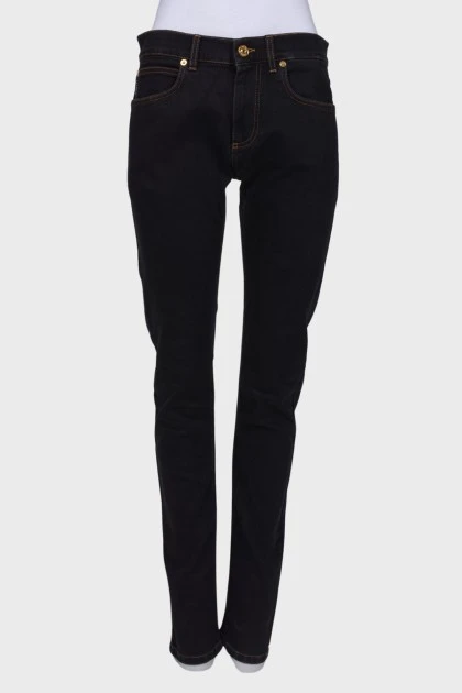 Black and blue straight fit jeans