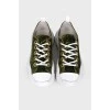 Velor green sneakers