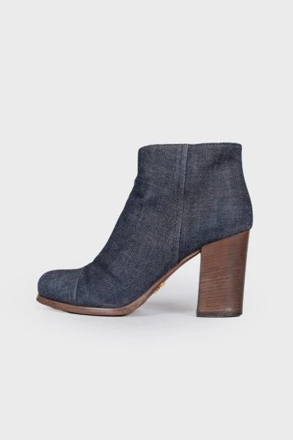 Heeled denim ankle boots