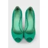 Green heels with open toecap