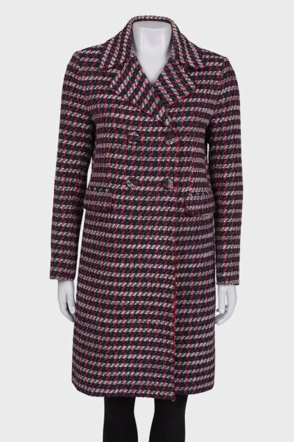 Straight fit tweed coat