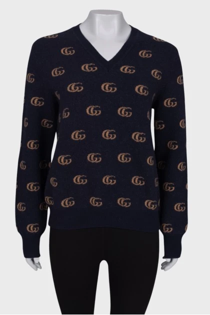 Wool sweater with brand logo