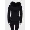 Black jacket with fur hood