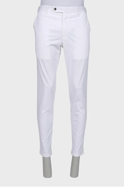 Men's white straight leg trousers